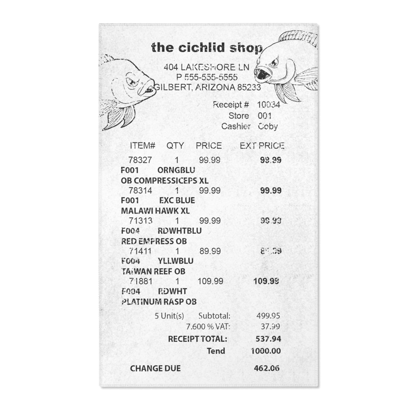 Cichlid Receipt Rug 5'x3'